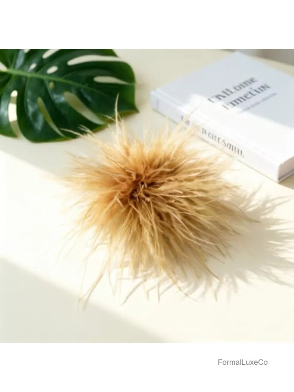 Ostrich Feather Flower Brooch, Large Statement Lapel Pin for Women, Wedding